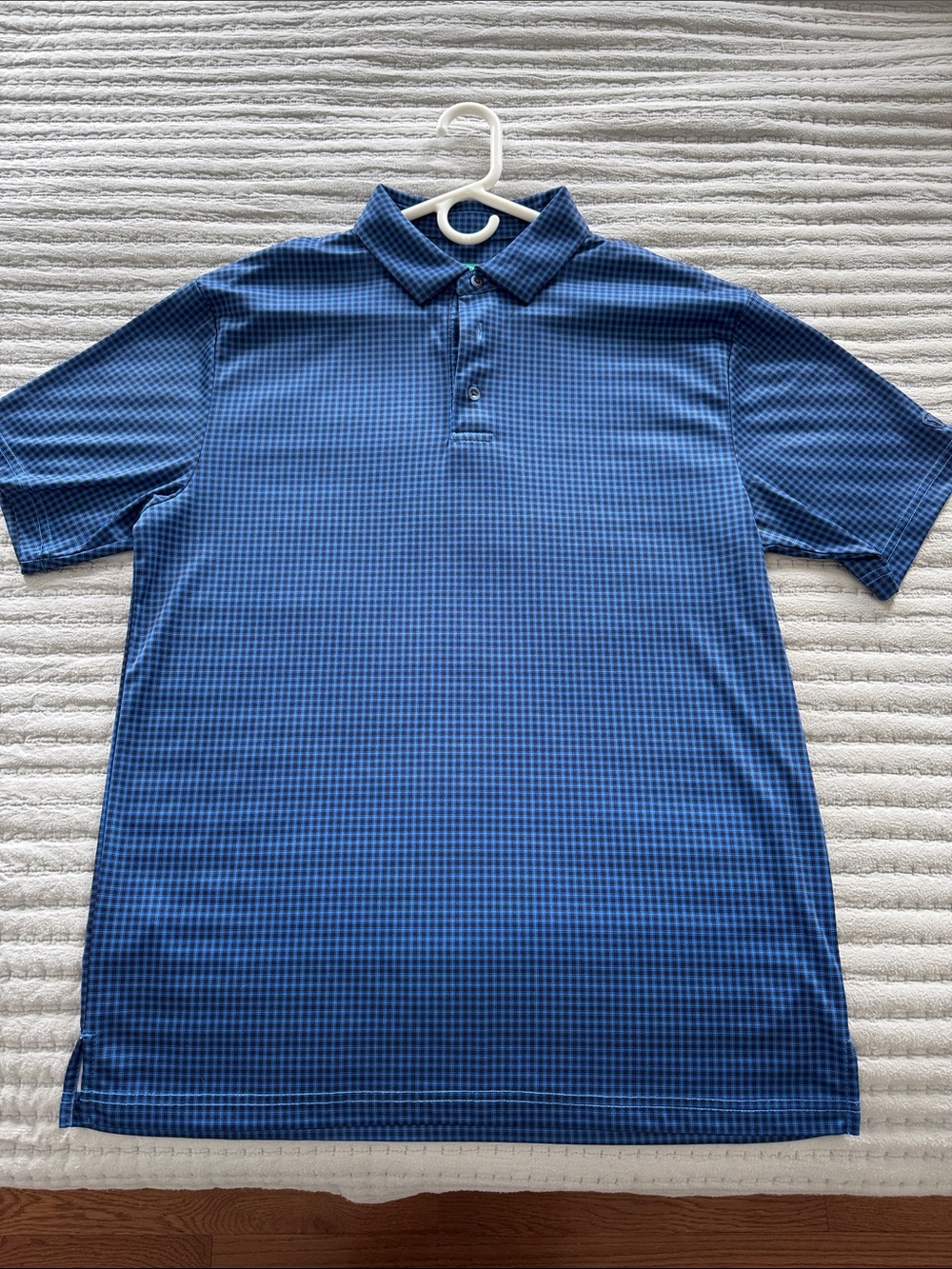 Pro Tour Men's Blue Check Short-Sleeve Polo Shirt